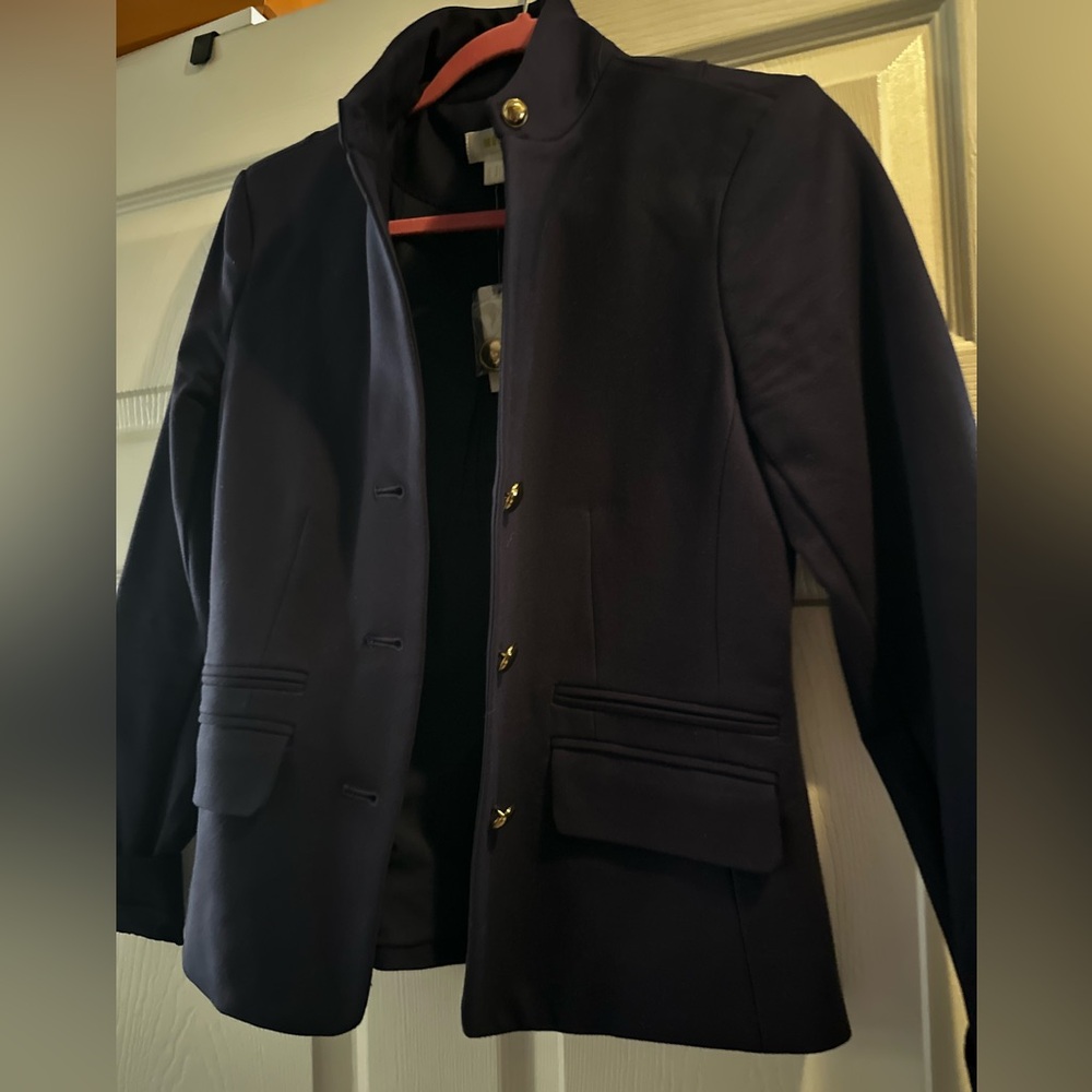 Anthro Elegant NAVY Blazer with Gold Buttons